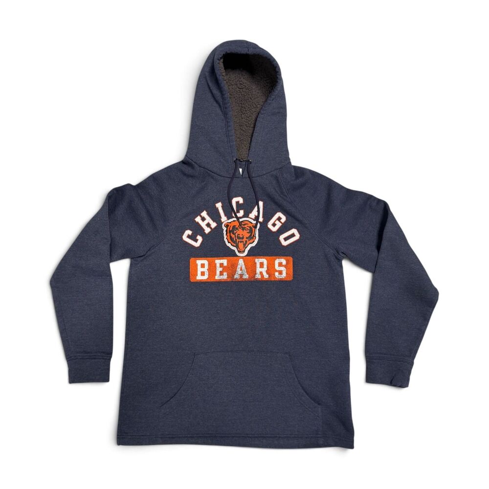 Chicago Bears NFL Team Apparel Pullover Hoodie Men's Large Gray Fleece Hood